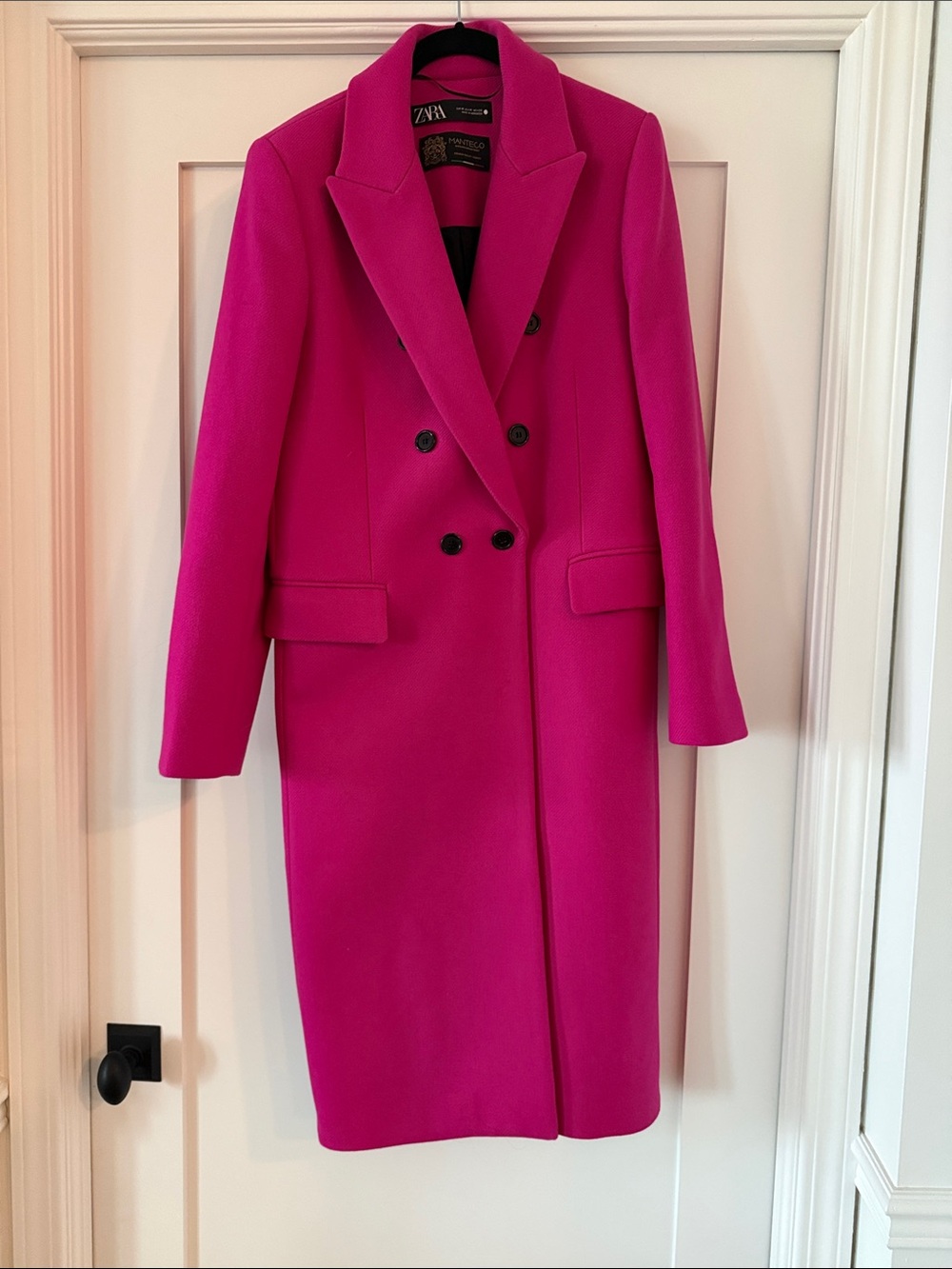 Zara Double-Breasted Trench Coat in Bright Fuchsia